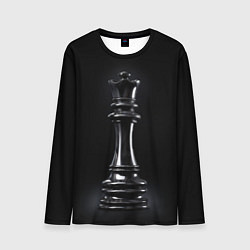 Лонгслив мужской Черный ферзь - шахматы, цвет: 3D-принт