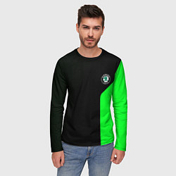 Лонгслив мужской Skoda pattern sport green, цвет: 3D-принт — фото 2