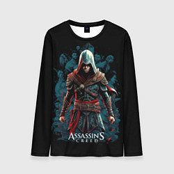Лонгслив мужской Assassins creed черный фон, цвет: 3D-принт