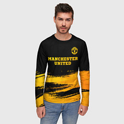 Лонгслив мужской Manchester United - gold gradient посередине, цвет: 3D-принт — фото 2