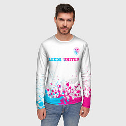 Лонгслив мужской Leeds United neon gradient style посередине, цвет: 3D-принт — фото 2