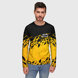 Лонгслив мужской KTM - оранжевые разломы, цвет: 3D-принт — фото 2