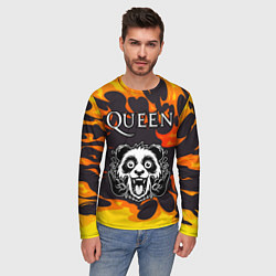 Лонгслив мужской Queen рок панда и огонь, цвет: 3D-принт — фото 2