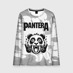 Лонгслив мужской Pantera рок панда на светлом фоне, цвет: 3D-принт