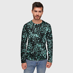 Лонгслив мужской Чёрный с напылением голубого цвета абстракция, цвет: 3D-принт — фото 2
