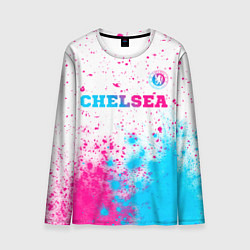 Лонгслив мужской Chelsea neon gradient style посередине, цвет: 3D-принт