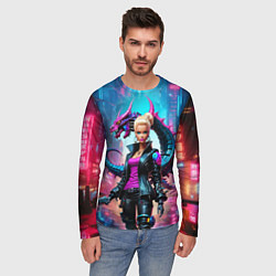 Лонгслив мужской Барби и дракон - киберпанк нейросеть, цвет: 3D-принт — фото 2