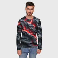 Лонгслив мужской Раскаленная лава на горных камнях, цвет: 3D-принт — фото 2