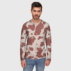 Лонгслив мужской Коровий паттерн коричневого цвета, цвет: 3D-принт — фото 2