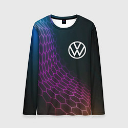 Лонгслив мужской Volkswagen neon hexagon, цвет: 3D-принт