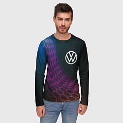 Лонгслив мужской Volkswagen neon hexagon, цвет: 3D-принт — фото 2
