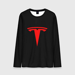 Лонгслив мужской Tesla red logo, цвет: 3D-принт