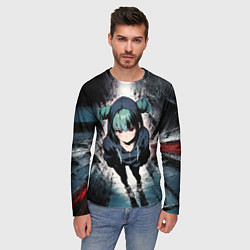 Лонгслив мужской Девчонка с красными глазами, цвет: 3D-принт — фото 2