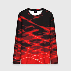 Лонгслив мужской Красные абстрактные полосы на чёрном фоне, цвет: 3D-принт