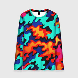 Лонгслив мужской Разноцветный кислотный камуфляж, цвет: 3D-принт