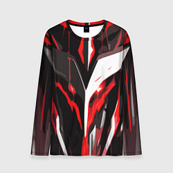 Лонгслив мужской Красно-белый абстрактный демонический шлем, цвет: 3D-принт