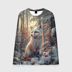 Лонгслив мужской Лис в зимнем лесу, цвет: 3D-принт
