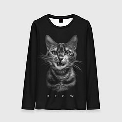 Лонгслив мужской Cat meow black and white - big picture, цвет: 3D-принт