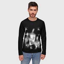 Лонгслив мужской Белые призрачные силуэты Y2K, цвет: 3D-принт — фото 2