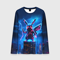 Мужской лонгслив Пикачу в роли Годзиллы - неоновое свечение