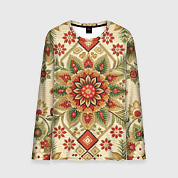 Лонгслив мужской Русские классические узоры и орнамент, цвет: 3D-принт