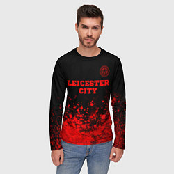 Лонгслив мужской Leicester City - red gradient посередине, цвет: 3D-принт — фото 2