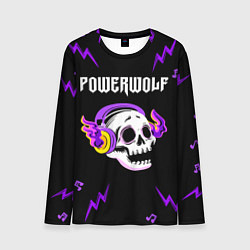 Лонгслив мужской Powerwolf неоновый череп, цвет: 3D-принт