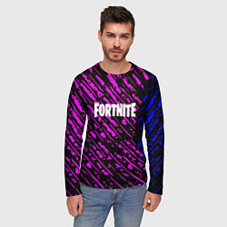 Лонгслив мужской Фортнайт полосы неоновые, цвет: 3D-принт — фото 2