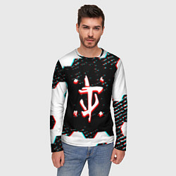 Лонгслив мужской Doom hexagon glitch color, цвет: 3D-принт — фото 2