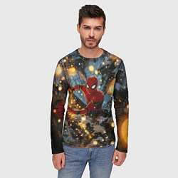 Лонгслив мужской Spiderman на новогодней елке, цвет: 3D-принт — фото 2