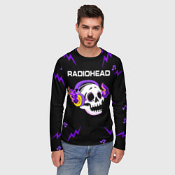 Лонгслив мужской Radiohead неоновый череп, цвет: 3D-принт — фото 2