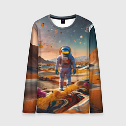 Лонгслив мужской Космонавт на красочной планете, цвет: 3D-принт