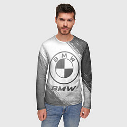 Лонгслив мужской BMW - white gradient, цвет: 3D-принт — фото 2