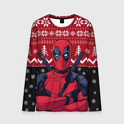 Мужской лонгслив Дэдпул новогодний узор