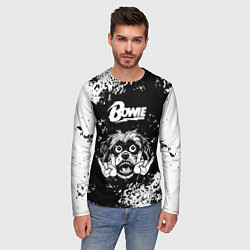 Лонгслив мужской David Bowie рок пес, цвет: 3D-принт — фото 2