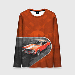 Лонгслив мужской Оранжевый ретроавтомобиль, цвет: 3D-принт