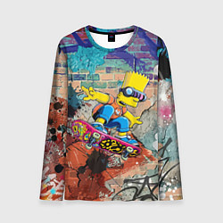 Лонгслив мужской Bart Simpson on a skateboard - graffiti, цвет: 3D-принт
