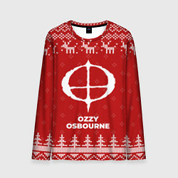 Лонгслив мужской Новогодний Ozzy Osbourne с оленями, цвет: 3D-принт