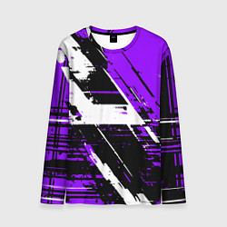 Мужской лонгслив Diagonal black and white stripes on a purple backg