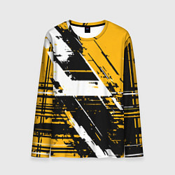 Мужской лонгслив Diagonal black and white stripes on a yellow backg