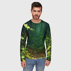 Лонгслив мужской Зелёный летний лес, цвет: 3D-принт — фото 2