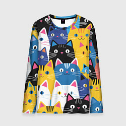 Лонгслив мужской Много цветных котиков, цвет: 3D-принт