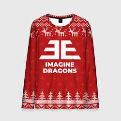 Лонгслив мужской Новогодний Imagine Dragons с оленями, цвет: 3D-принт