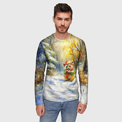 Лонгслив мужской Новогодняя маленькая лисичка, цвет: 3D-принт — фото 2