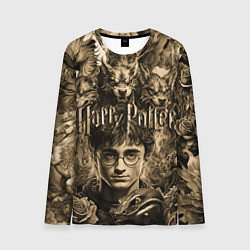 Мужской лонгслив Гарри Поттер и волшебные существа в стиле тату