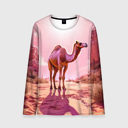Мужской лонгслив Верблюд в розовой пустыне