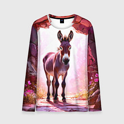 Мужской лонгслив Осел в розовом свете