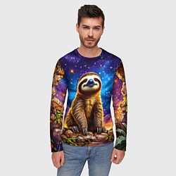 Лонгслив мужской Ленивец и звездное небо, цвет: 3D-принт — фото 2