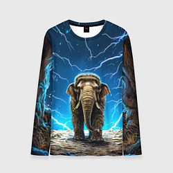 Мужской лонгслив Мамонт и разряды молний