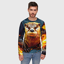 Лонгслив мужской Выдра в огне, цвет: 3D-принт — фото 2